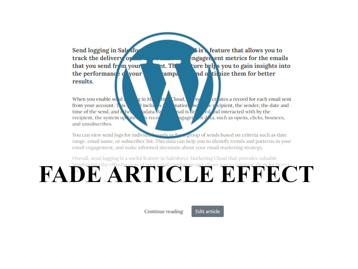 Fade poat article effect in wordpress custom theme